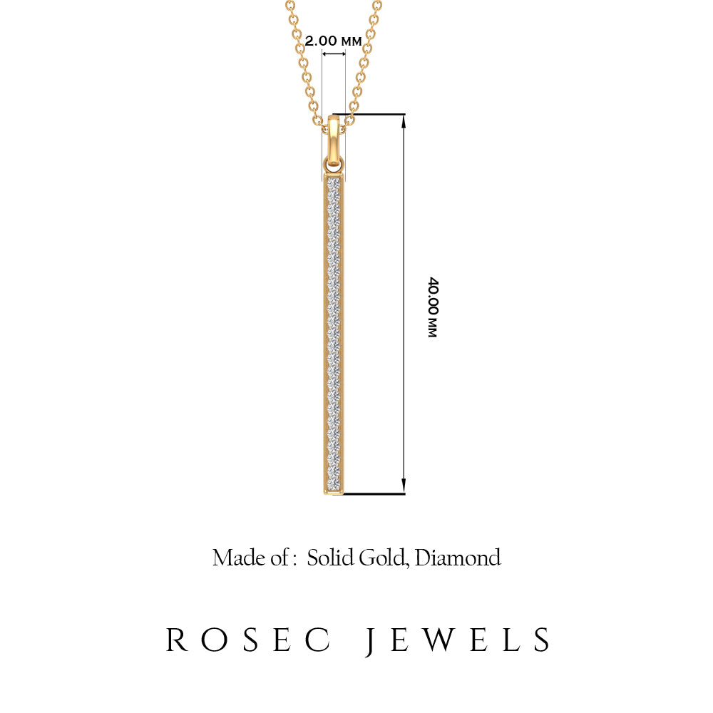 1/4 CT Diamond Vertical Bar Drop Pendant Diamond - ( HI-SI ) - Color and Clarity - Rosec Jewels