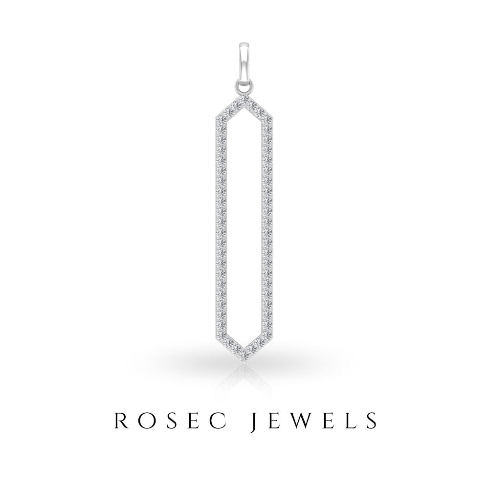 0.50 CT Elegant Hexagonal Diamond Pendant Necklace Diamond - ( HI-SI ) - Color and Clarity - Rosec Jewels