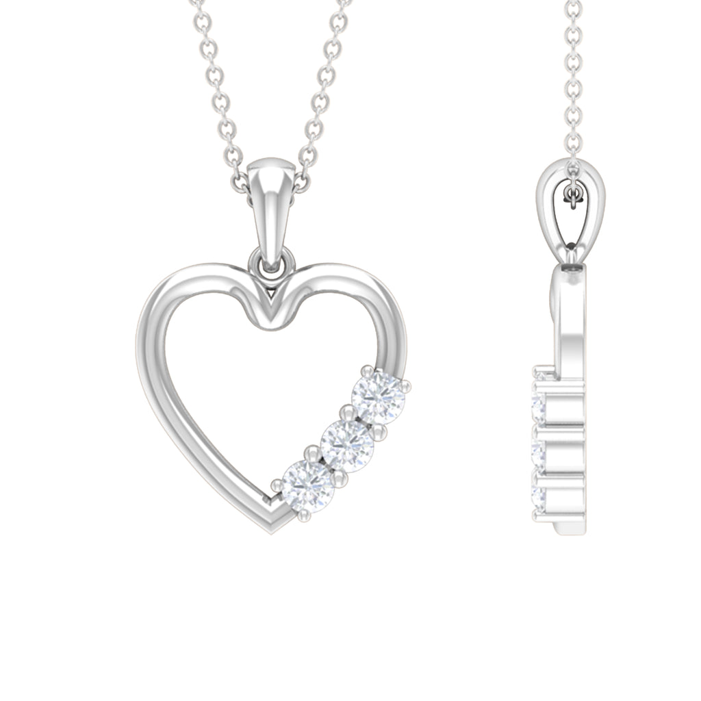 1/4 CT Simple Moissanite and Gold Heart Pendant Moissanite - ( D-VS1 ) - Color and Clarity - Rosec Jewels