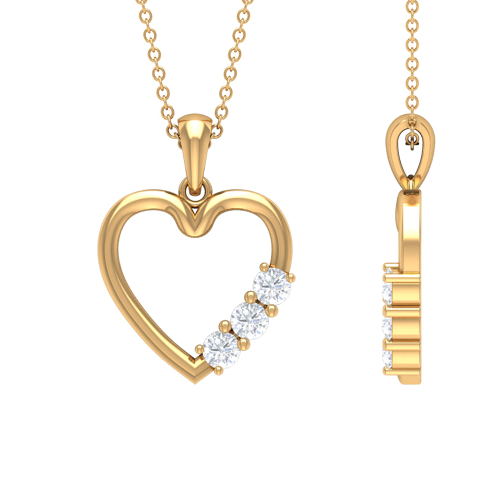 1/4 CT Simple Moissanite and Gold Heart Pendant Moissanite - ( D-VS1 ) - Color and Clarity - Rosec Jewels