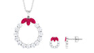 Marquise Cut Created Ruby and Moissanite Eternity Jewelry Set Lab Created Ruby - ( AAAA ) - Quality - Rosec Jewels