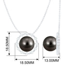 Round Tahitian Pearl Solitaire Necklace with Diamond and Beaded Detailing Tahitian pearl - ( AAA ) - Quality - Rosec Jewels