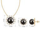 Black Tahitian Pearl and Moissanite Jewelry Set Tahitian pearl - ( AAA ) - Quality - Rosec Jewels