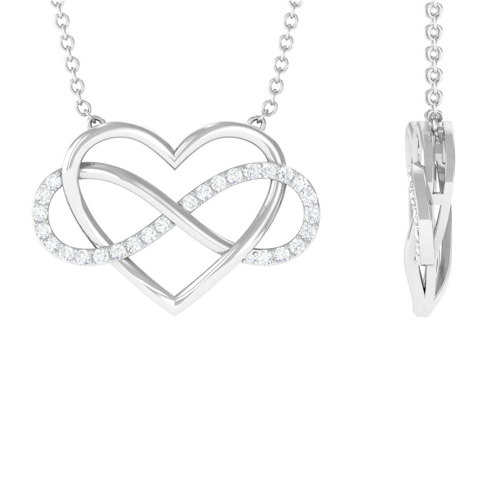 Certified Moissanite Infinity Heart Necklace Moissanite - ( D-VS1 ) - Color and Clarity - Rosec Jewels
