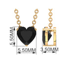 Heart Shape Black Onyx Solitaire Pendant Necklace Black Onyx - ( AAA ) - Quality - Rosec Jewels