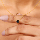 Heart Shape Black Onyx Solitaire Pendant Necklace Black Onyx - ( AAA ) - Quality - Rosec Jewels