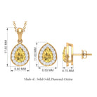 Citrine Teardrop jewelry Set with Moissanite Halo Citrine - ( AAA ) - Quality - Rosec Jewels