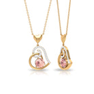Morganite Heart Drop Pendant with Diamond Accent Morganite - ( AAA ) - Quality - Rosec Jewels