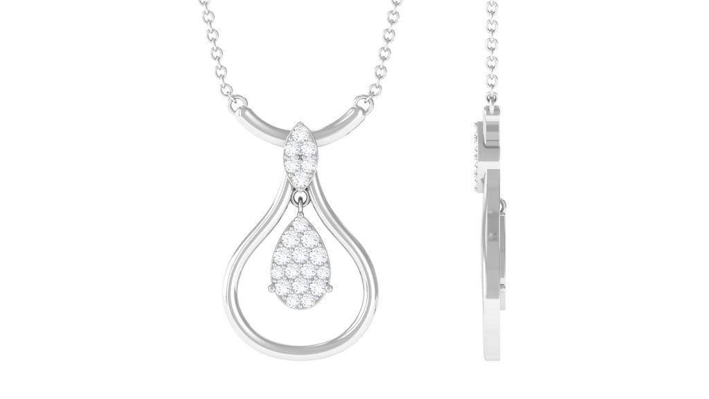 Round Diamond Minimal Teardrop Necklace Diamond - ( HI-SI ) - Color and Clarity - Rosec Jewels