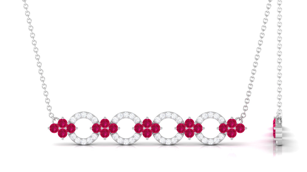 1.75 CT Ruby and Diamond Bridal Bar Necklace Ruby - ( AAA ) - Quality - Rosec Jewels