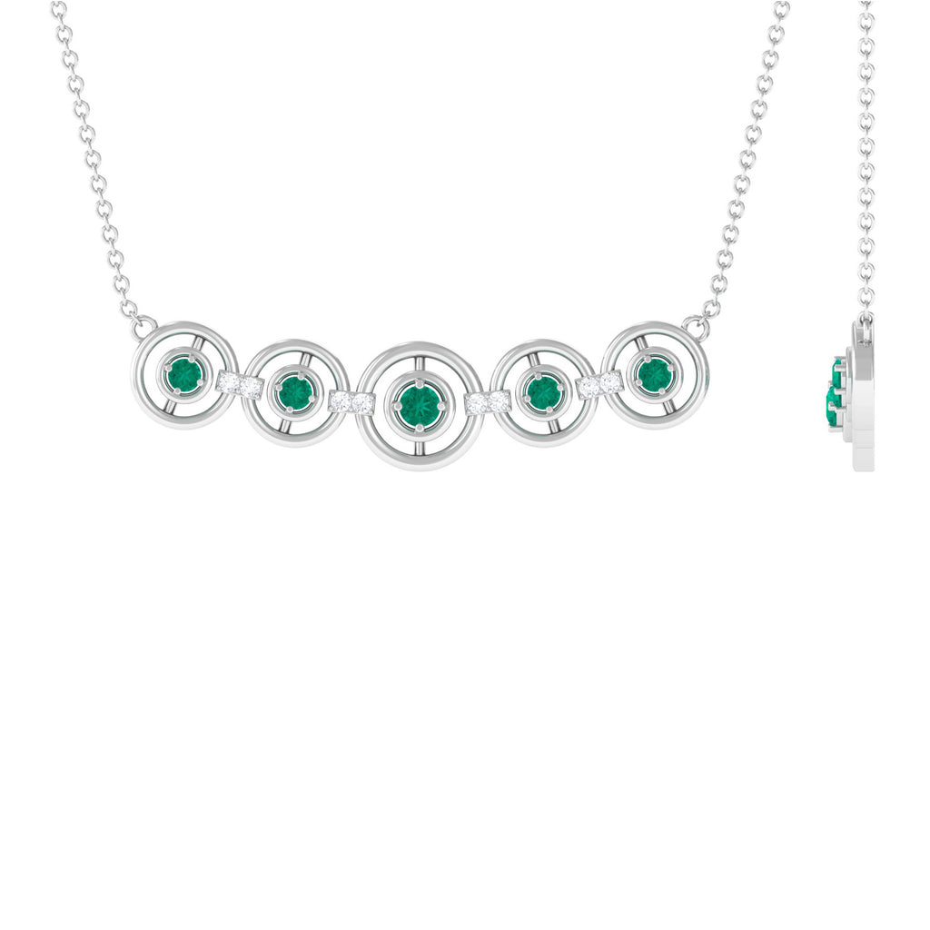 1/2 CT Emerald and Diamond Contemporary Necklace Emerald - ( AAA ) - Quality - Rosec Jewels