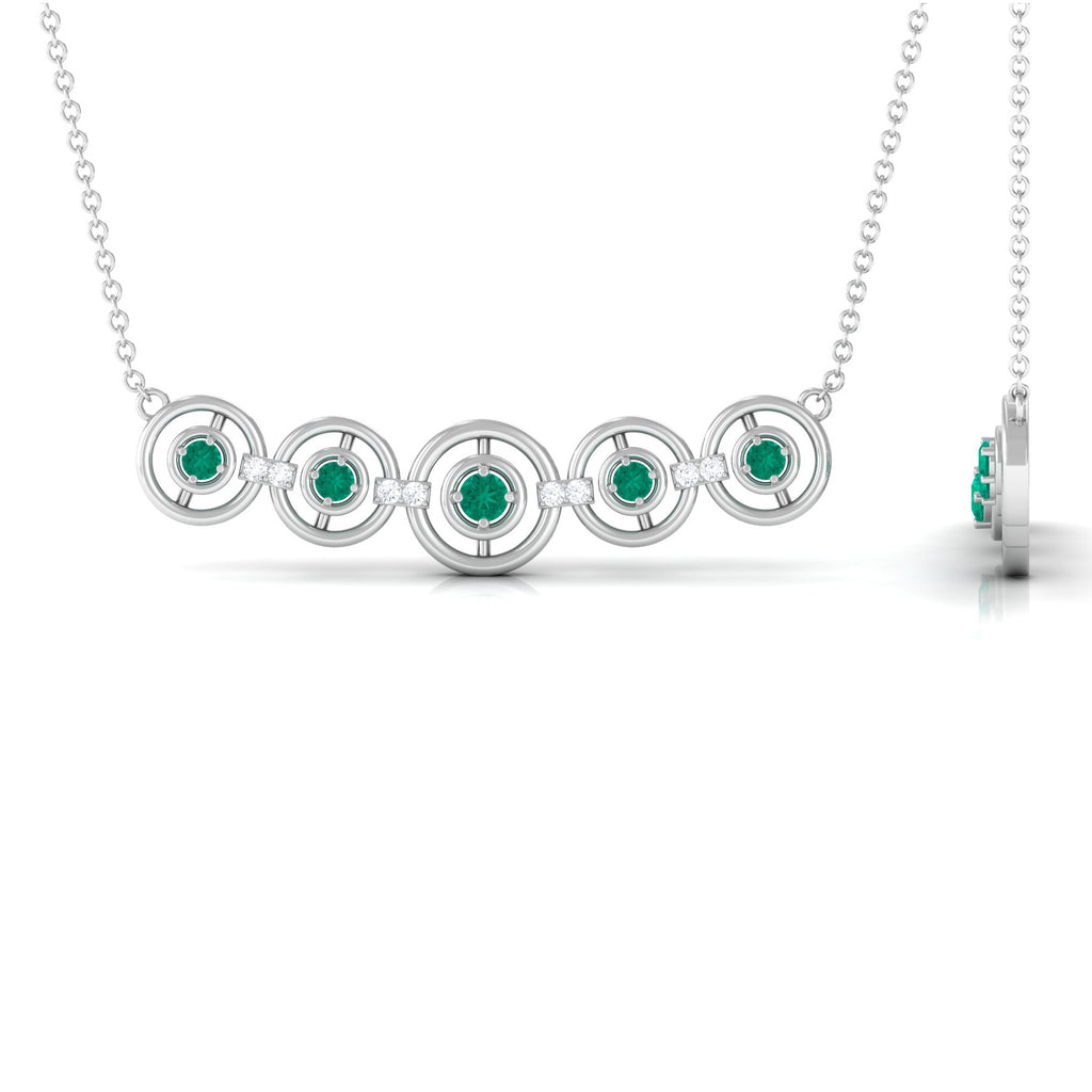 1/2 CT Emerald and Diamond Contemporary Necklace Emerald - ( AAA ) - Quality - Rosec Jewels
