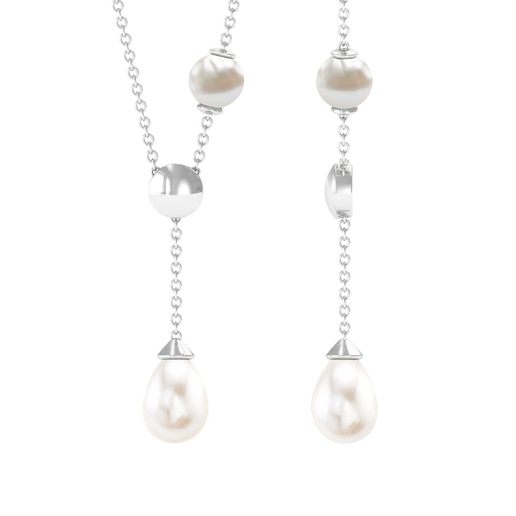 Minimal Freshwater Pearl Drop Pendant Necklace Freshwater Pearl - ( AAA ) - Quality - Rosec Jewels