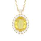 Oval Created Yellow Sapphire and Diamond Halo Pendant Lab Created Yellow Sapphire - ( AAAA ) - Quality - Rosec Jewels