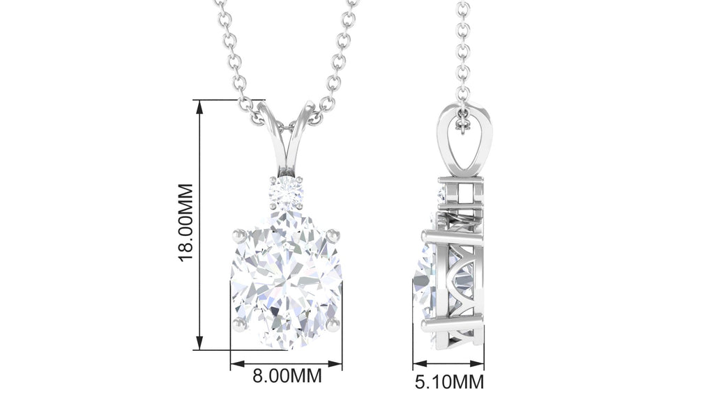 Simulated Diamond Simple Pendant Necklace Zircon - ( AAAA ) - Quality - Rosec Jewels