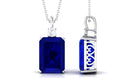 Octagon Cut Created Blue Sapphire Solitaire Pendant with Moissanite Lab Created Blue Sapphire - ( AAAA ) - Quality - Rosec Jewels