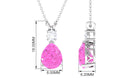 Teardrop Pendant with Created Pink Sapphire and Moissanite Lab Created Pink Sapphire - ( AAAA ) - Quality - Rosec Jewels