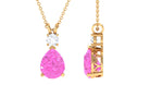 Teardrop Pendant with Created Pink Sapphire and Moissanite Lab Created Pink Sapphire - ( AAAA ) - Quality - Rosec Jewels