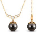 Designer Tahitian Pearl and Diamond Graduated Necklace Tahitian pearl - ( AAA ) - Quality - Rosec Jewels