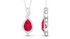 Created Ruby Teardrop Dangle Pendant with Diamond Accent Lab Created Ruby - ( AAAA ) - Quality - Rosec Jewels