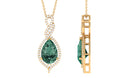 Created Green Sapphire and Moissanite Teardrop Dangle Pendant Lab Created Green Sapphire - ( AAAA ) - Quality - Rosec Jewels