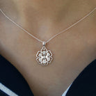 0.25 CT Natural Diamond Heart Gold Petal Flower Pendant Necklace Diamond - ( HI-SI ) - Color and Clarity - Rosec Jewels