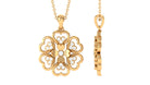 0.25 CT Natural Diamond Heart Gold Petal Flower Pendant Necklace Diamond - ( HI-SI ) - Color and Clarity - Rosec Jewels