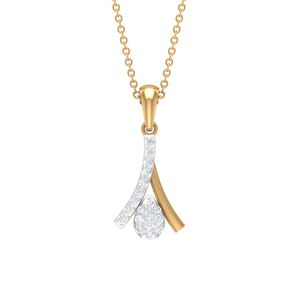 Modern Round Cut Diamond Pendant Necklace Diamond - ( HI-SI ) - Color and Clarity - Rosec Jewels