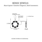 3 CT Oval Cut Black Spinel Elegant Pendant with Moissanite Black Spinel - ( AAA ) - Quality - Rosec Jewels