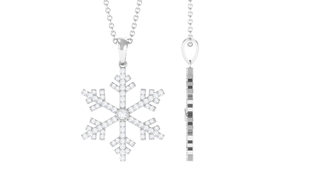 Certified Moissanite Frozen Snowflake Pendant in Gold Moissanite - ( D-VS1 ) - Color and Clarity - Rosec Jewels