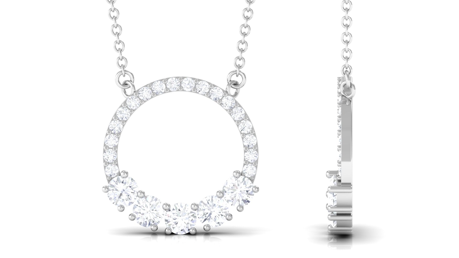 Certified Moissanite Eternity Circle Necklace Moissanite - ( D-VS1 ) - Color and Clarity - Rosec Jewels