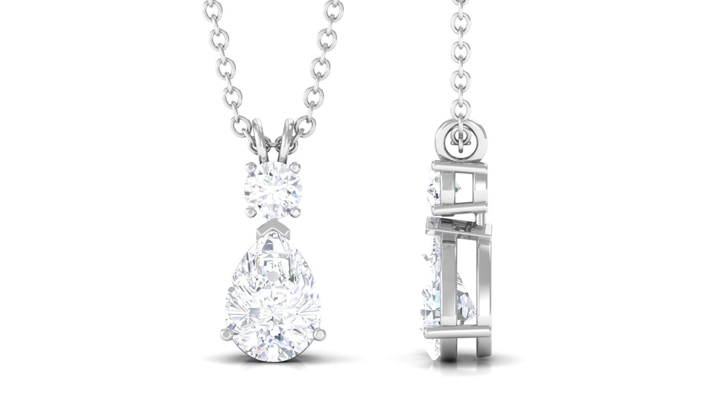 Minimal Moissanite Two Stone Pendant Moissanite - ( D-VS1 ) - Color and Clarity - Rosec Jewels