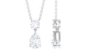 Certified Moissanite Two Stone Drop Necklace Moissanite - ( D-VS1 ) - Color and Clarity - Rosec Jewels