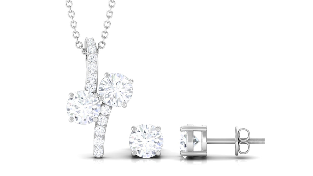 Certified Moissanite Minimal Jewelry Set Moissanite - ( D-VS1 ) - Color and Clarity - Rosec Jewels