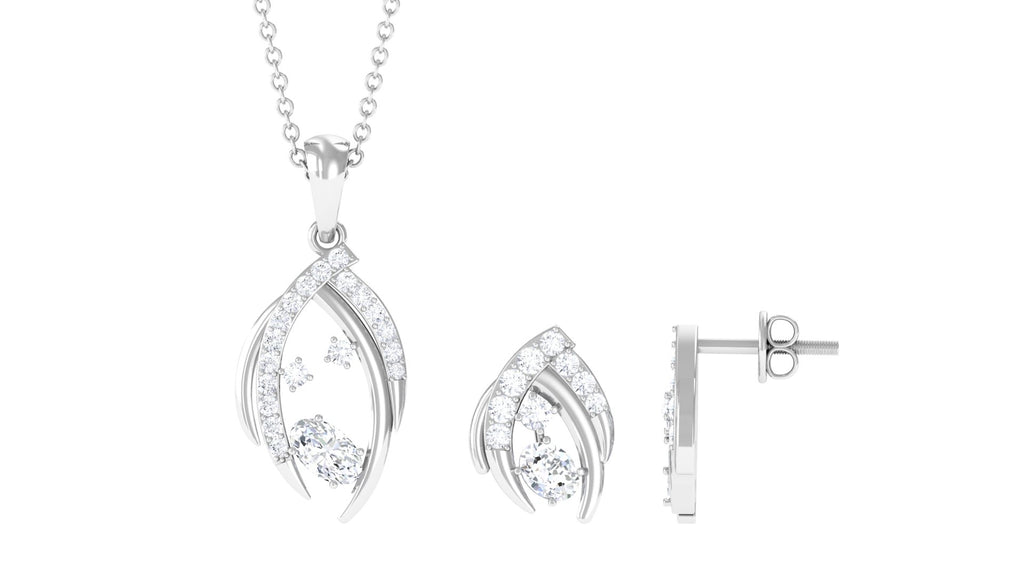 Minimal Moissanite Jewelry Set in Prong Setting Moissanite - ( D-VS1 ) - Color and Clarity - Rosec Jewels