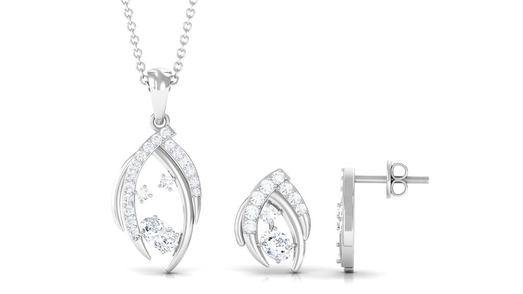 Minimal Moissanite Jewelry Set in Prong Setting Moissanite - ( D-VS1 ) - Color and Clarity - Rosec Jewels