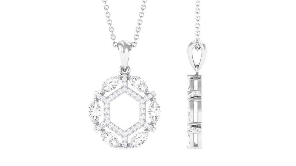 1.25 CT Certified Moissanite Art Deco Pendant Necklace Moissanite - ( D-VS1 ) - Color and Clarity - Rosec Jewels