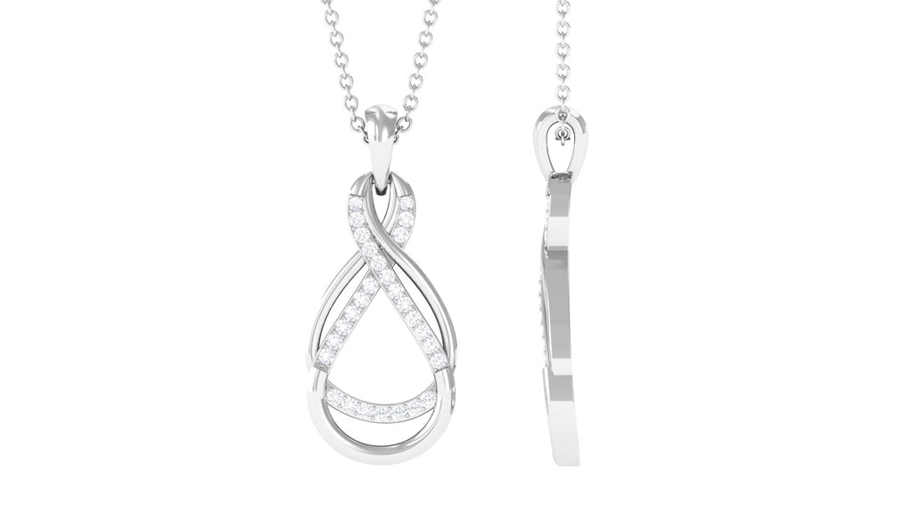 Minimal Moissanite Infinity Pendant in Pave Setting Moissanite - ( D-VS1 ) - Color and Clarity - Rosec Jewels
