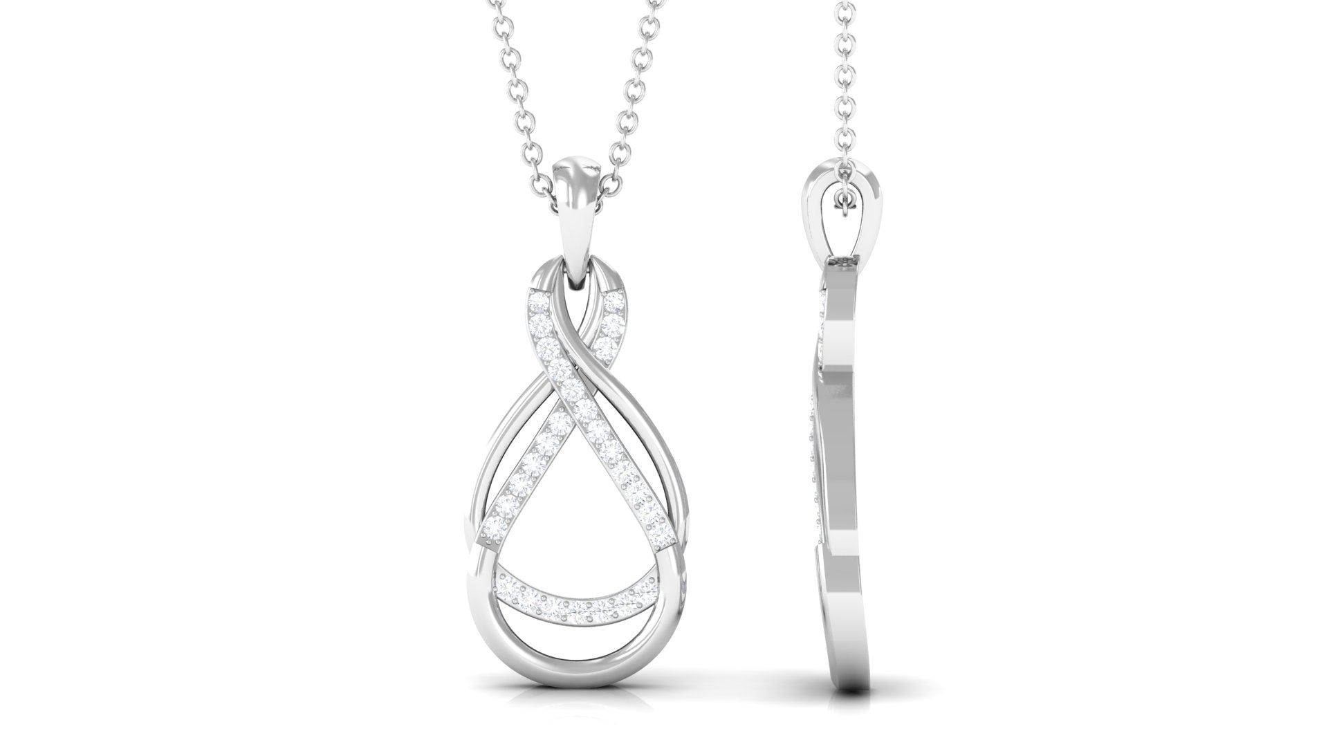 Minimal Moissanite Infinity Pendant in Pave Setting Moissanite - ( D-VS1 ) - Color and Clarity - Rosec Jewels