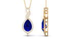 Pear Cut Created Blue Sapphire and Diamond Teardrop Pendant Lab Created Blue Sapphire - ( AAAA ) - Quality - Rosec Jewels