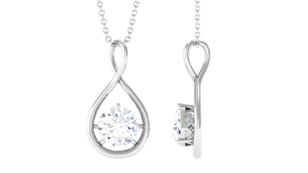 Round Moissanite Solitaire Infinity Pendant Moissanite - ( D-VS1 ) - Color and Clarity - Rosec Jewels