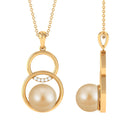 South Sea Pearl and Diamond Open Circle Drop Pendant South Sea Pearl - ( AAA ) - Quality - Rosec Jewels