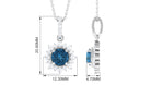 London Blue Topaz Pendant Necklace with Diamond Halo London Blue Topaz - ( AAA ) - Quality - Rosec Jewels