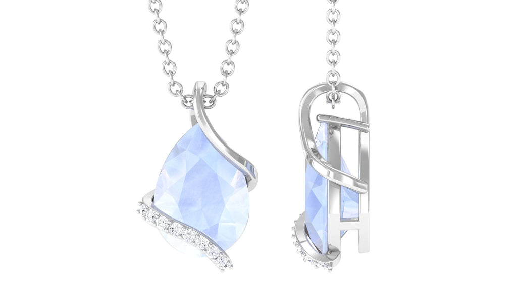 Pear Shaped Moonstone Solitaire Pendant Necklace Moonstone - ( AAA ) - Quality - Rosec Jewels