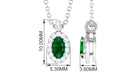 Created Emerald Oval Pendant Necklace with Diamond Lab Created Emerald - ( AAAA ) - Quality - Rosec Jewels