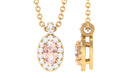 Oval Morganite Pendant Necklace with Diamond Halo Morganite - ( AAA ) - Quality - Rosec Jewels