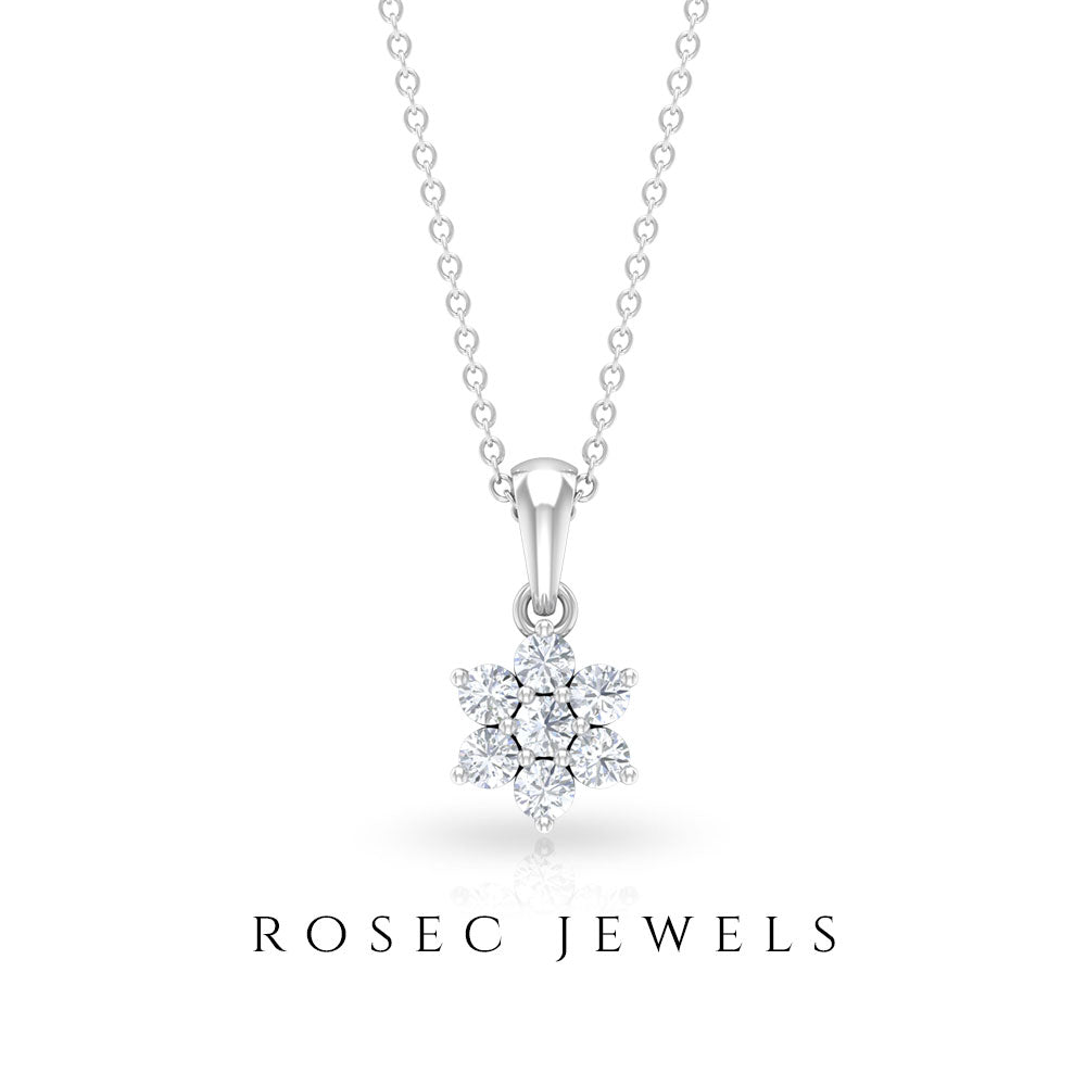Beautiful Diamond Floral Pendant Necklace for women Diamond - ( HI-SI ) - Color and Clarity - Rosec Jewels
