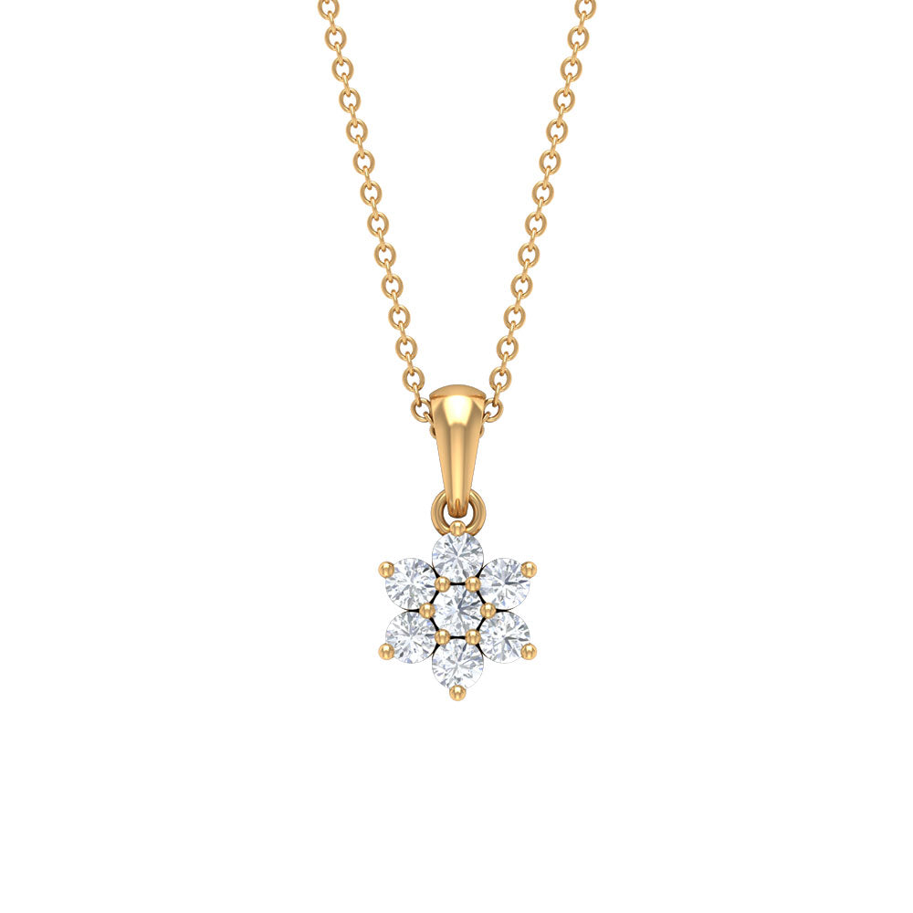 Beautiful Diamond Floral Pendant Necklace for women Diamond - ( HI-SI ) - Color and Clarity - Rosec Jewels