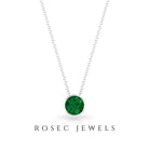 Round Shape Emerald Solitaire Necklace in Bezel Setting Emerald - ( AAA ) - Quality - Rosec Jewels
