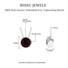 7 MM Simple Gold Solitaire Pendant Necklace with Garnet Garnet - ( AAA ) - Quality - Rosec Jewels